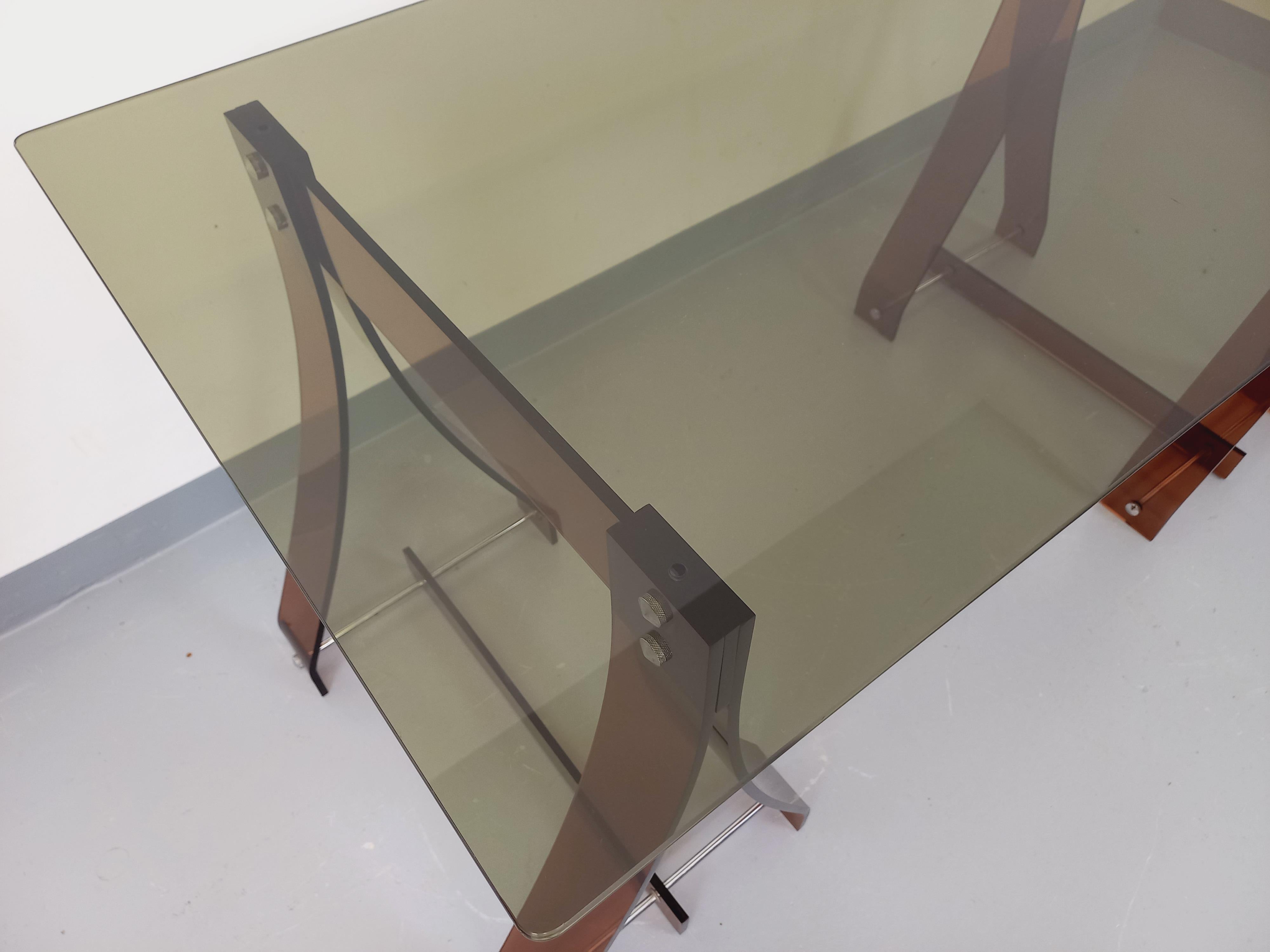 Ufficio vintage Marcello Gacita e Pierre Tiberi per Rodet in verre fumé, plexiglas in vendita 9