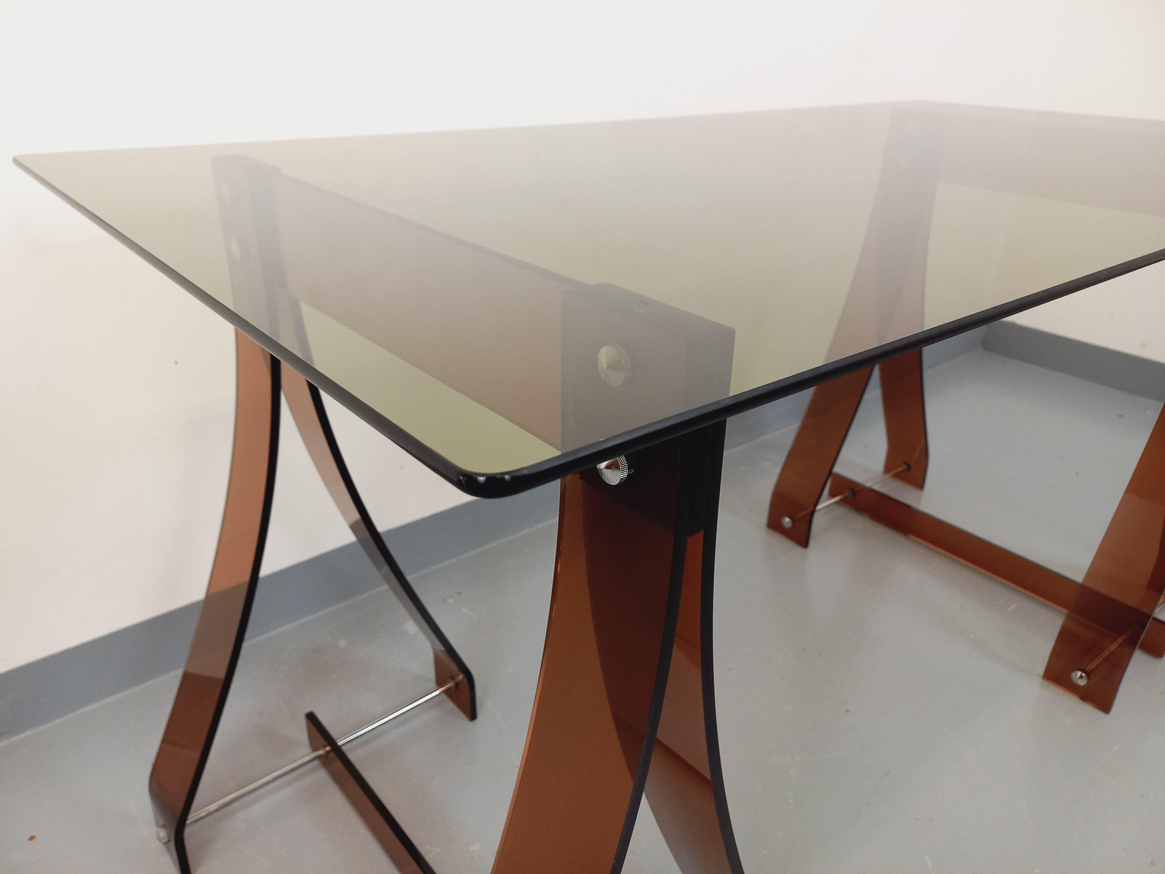 Ufficio vintage Marcello Gacita e Pierre Tiberi per Rodet in verre fumé, plexiglas in vendita 10