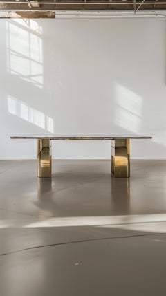 Bureau X - Escritorio de acero inoxidable pulido y latón de Slash Objects