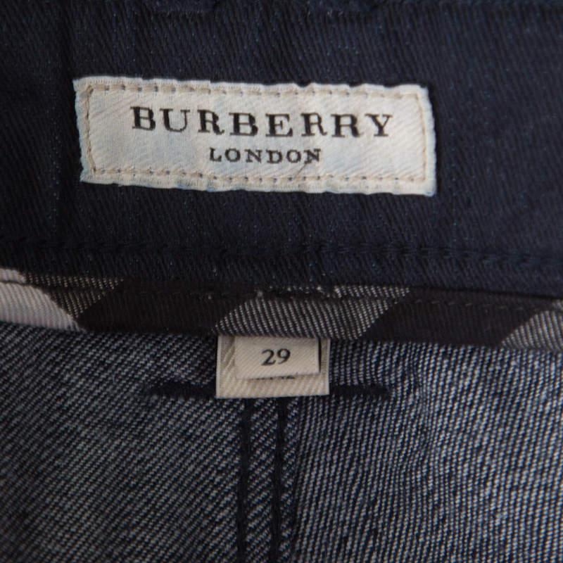 Women's Burebrry Brit Indigo Dark Wash Straight Fit Denim Jeans M For Sale