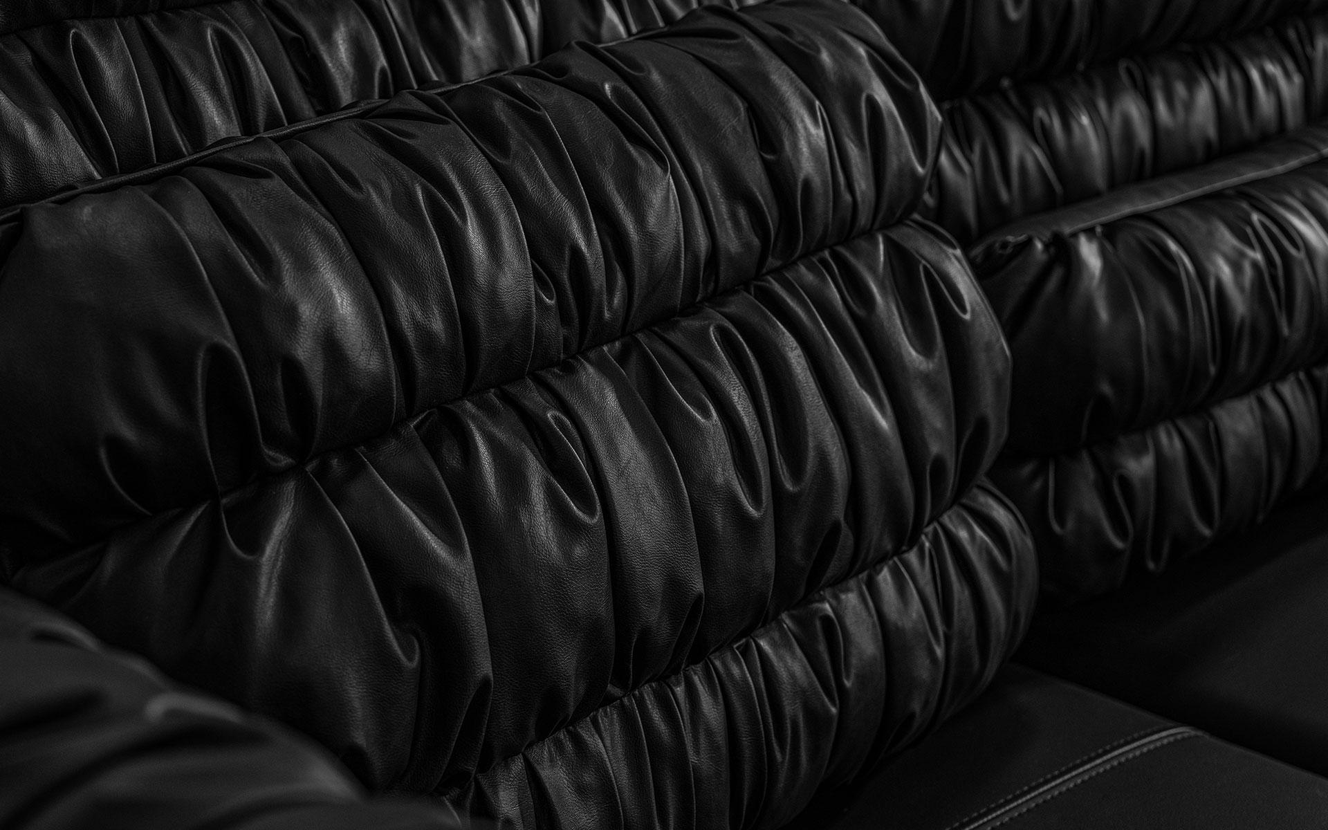 Buredo Canapé d'angle moderne en simili cuir noir avec pieds en métal en vente 10