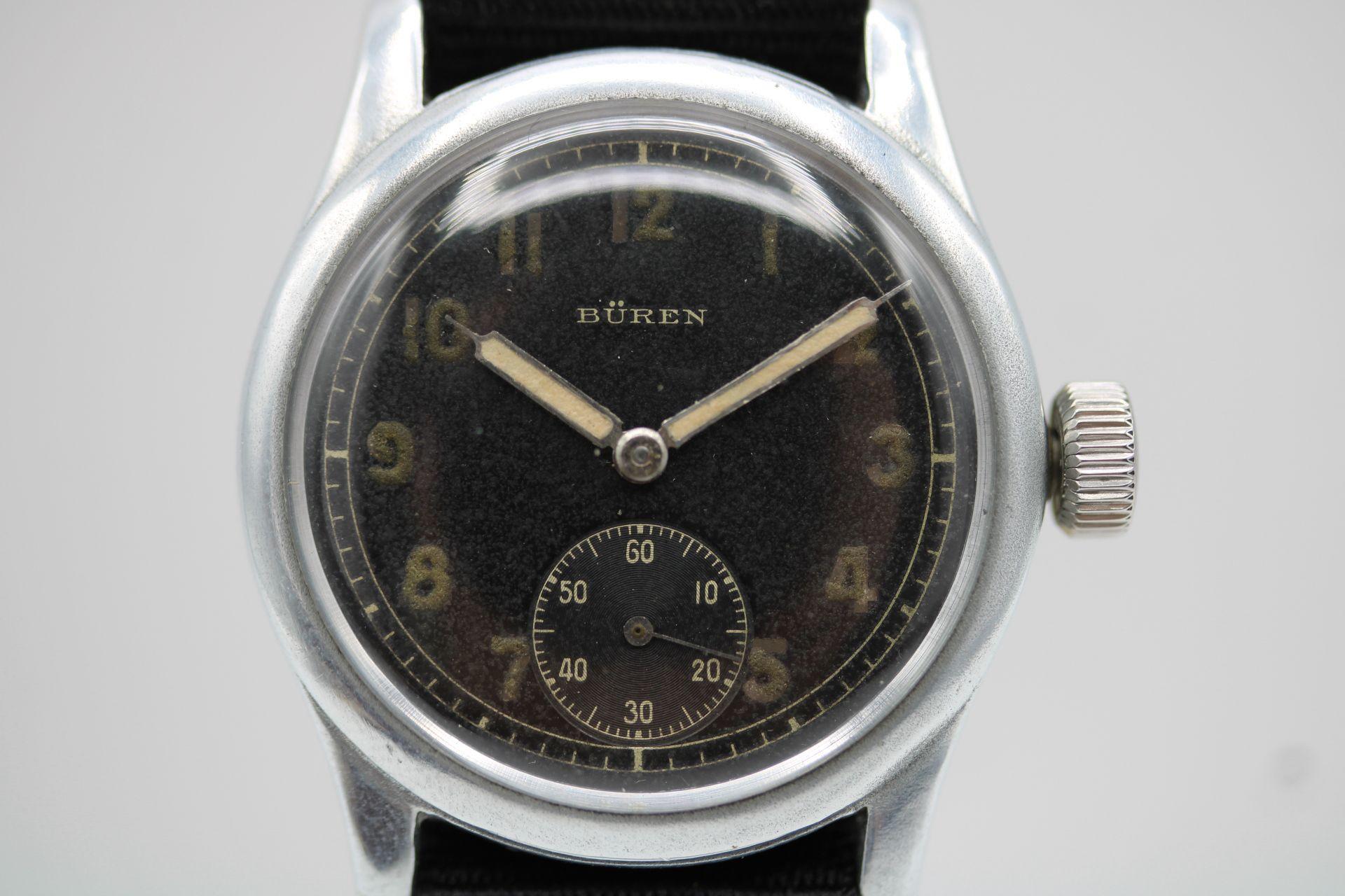 Montre militaire allemande Buren DH - WWII 1940s Authentic 35mm Vintage Bon état - En vente à London, GB