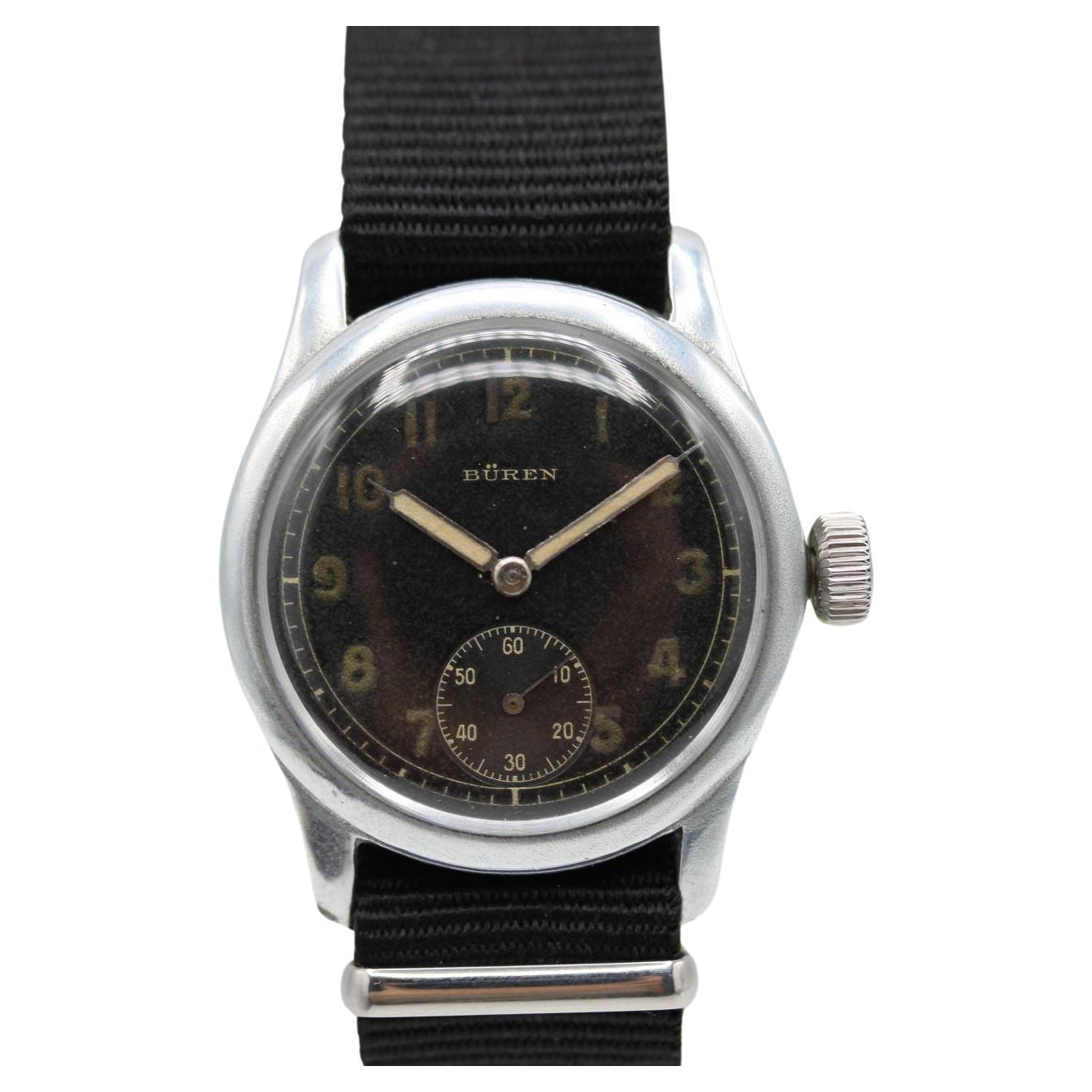 Montre militaire allemande Buren DH - WWII 1940s Authentic 35mm Vintage