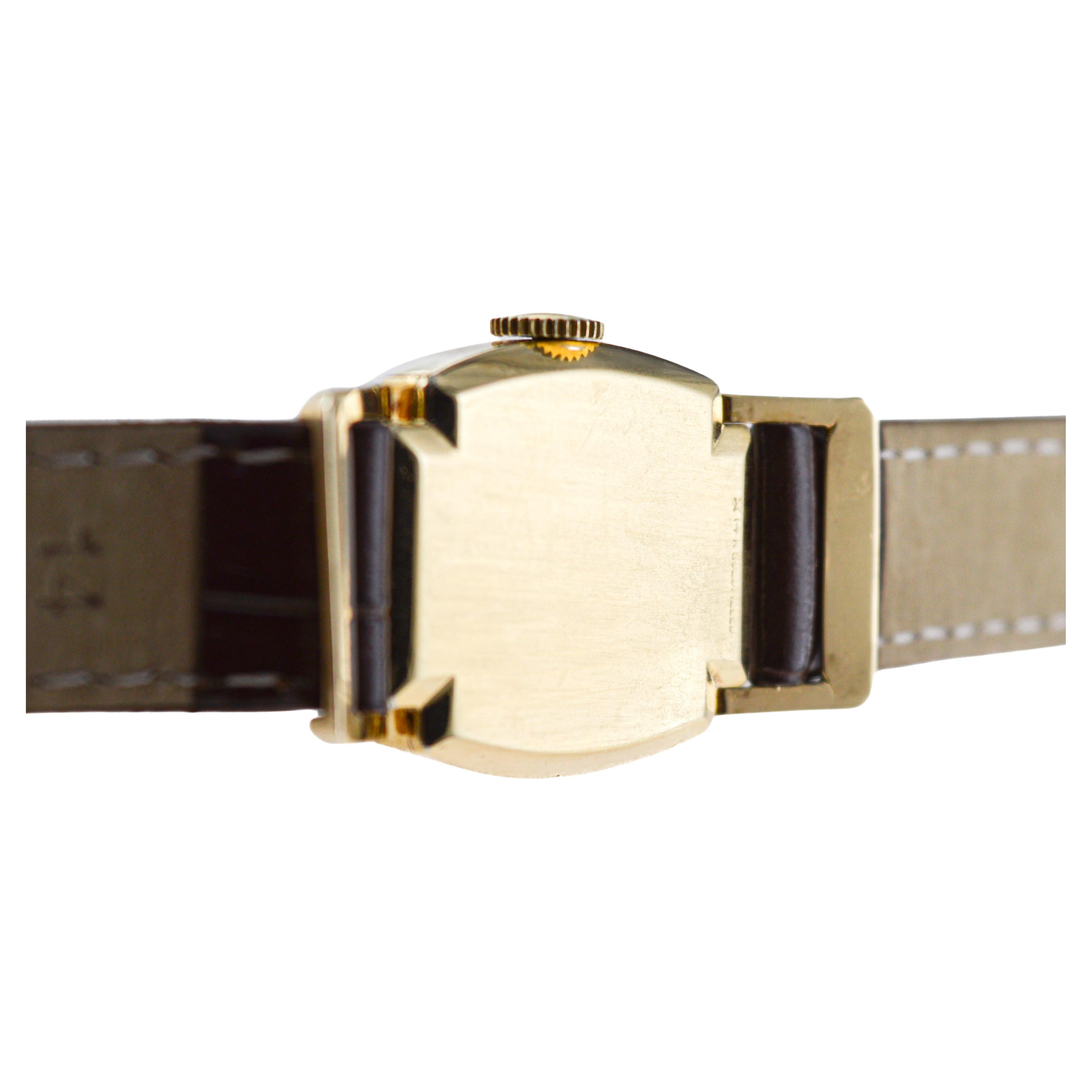 Buren Gold gefüllt Art Deco Uhr mit artikulierten Laschen aus den 1940er Jahren im Angebot 6