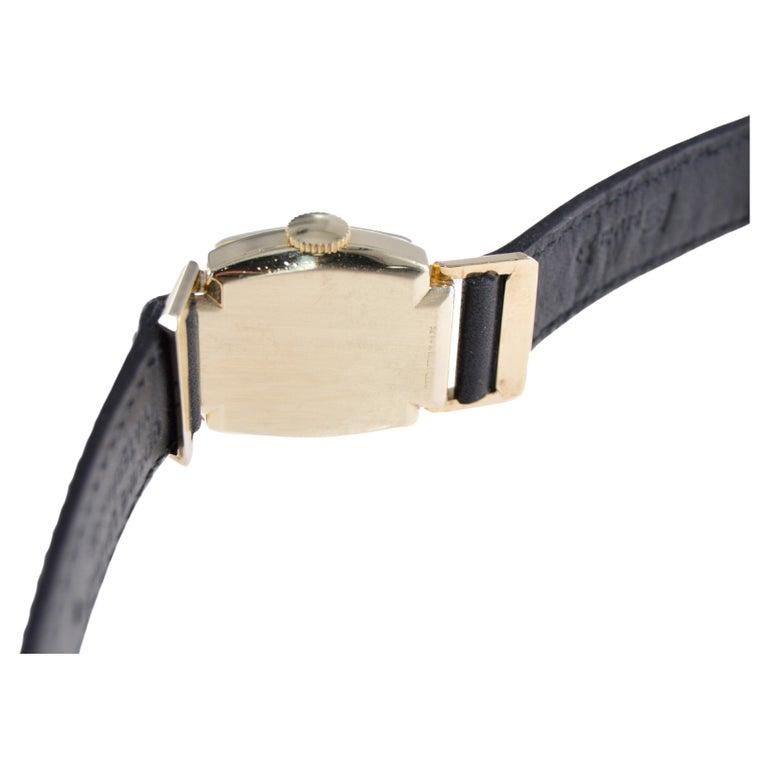 Buren Gold Filled Art Deco Watch with Articulated Lugs From the 1940's For Sale 10