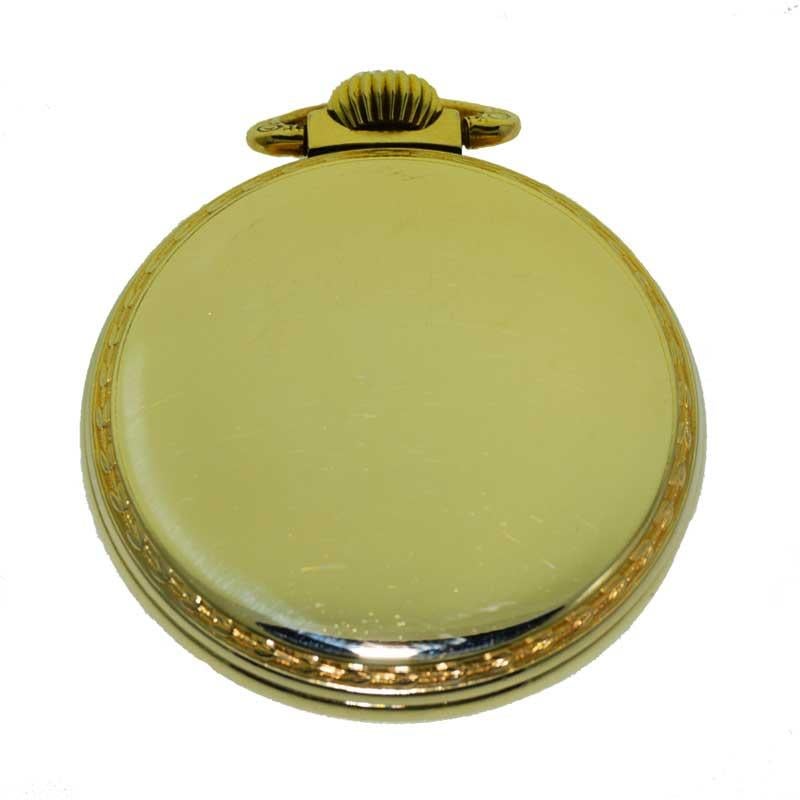 Femenino o masculino Reloj de bolsillo Art Déco de cara abierta Buren con esfera esmaltada original, hacia 1930