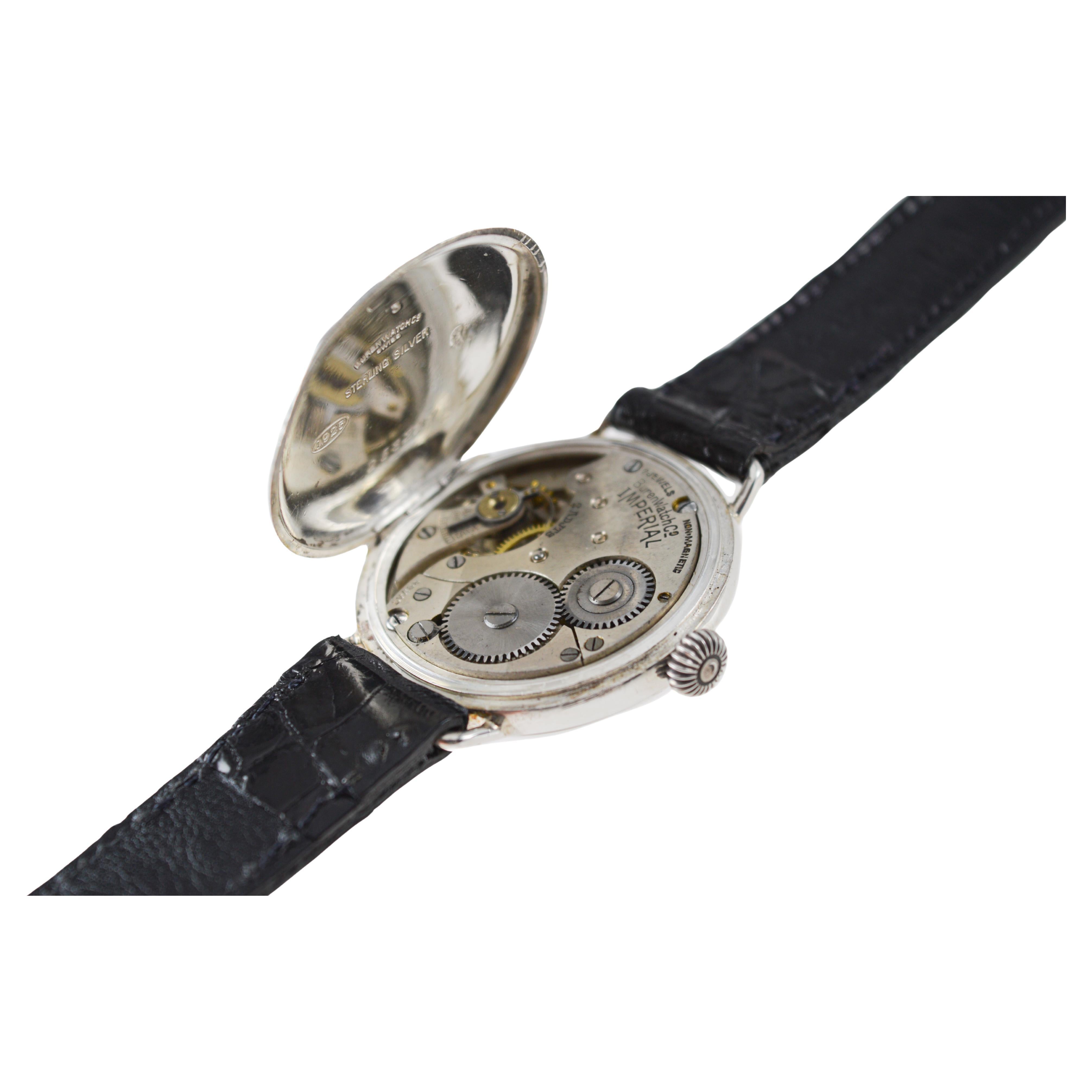 Buren Watch Co. pour Imperial Sterling Silver Art Deco Campaign Style circa 1915 en vente 5