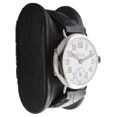 Buren Watch Co. for Imperial Sterling Silver Art Deco Campaign Style circa 1915