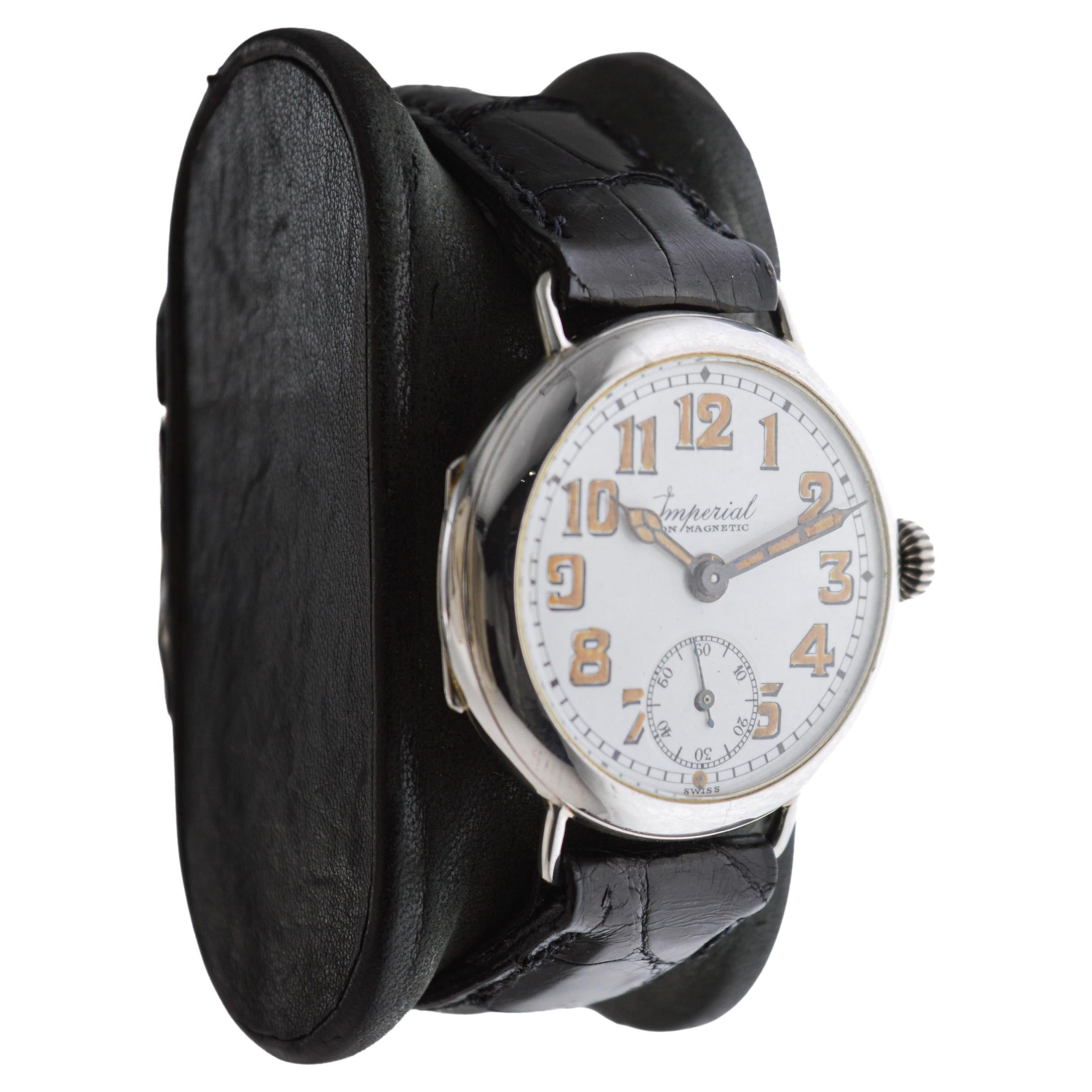 Art déco Buren Watch Co. pour Imperial Sterling Silver Art Deco Campaign Style circa 1915 en vente