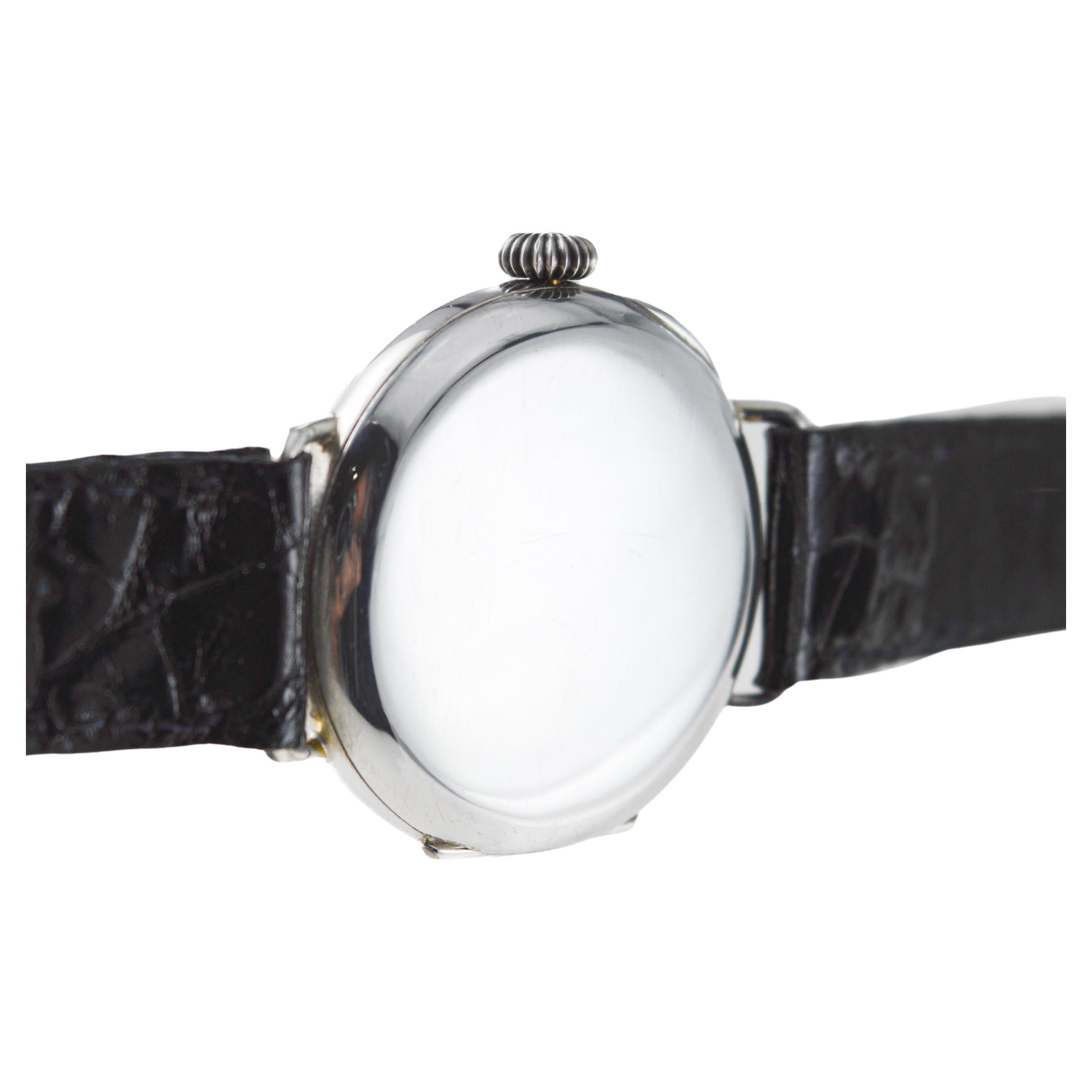 Buren Watch Co. pour Imperial Sterling Silver Art Deco Campaign Style circa 1915 en vente 3