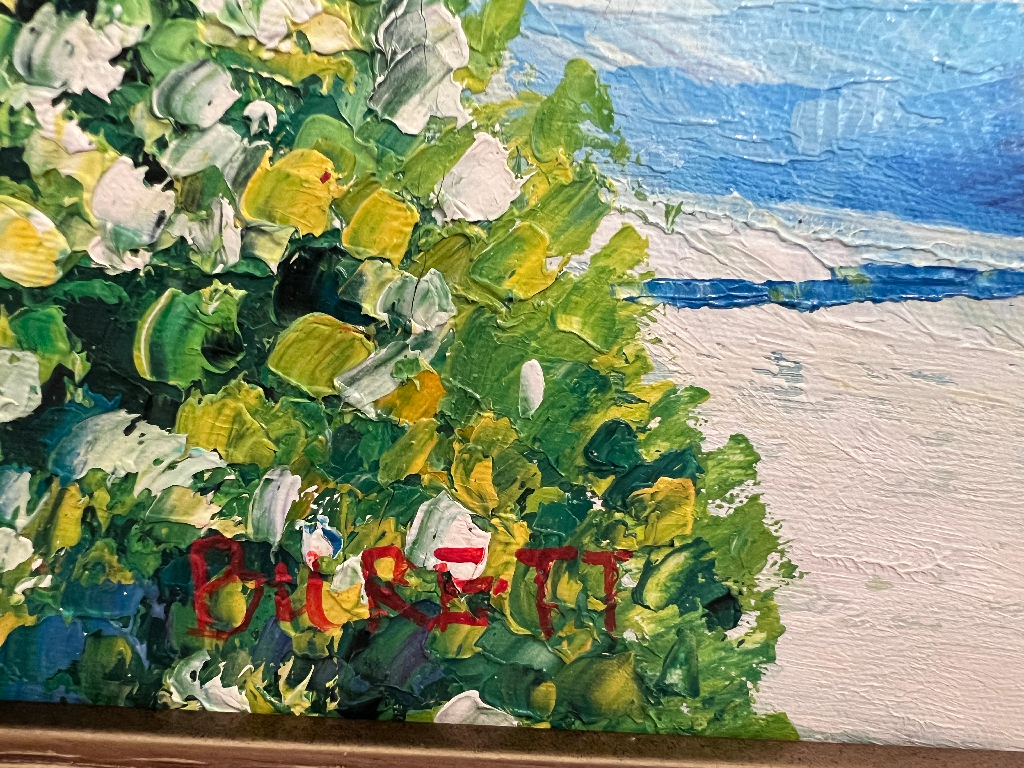 Tableau de l'Artistics Burett, paysage côtier méditerranéen, cadre doré en vente 7