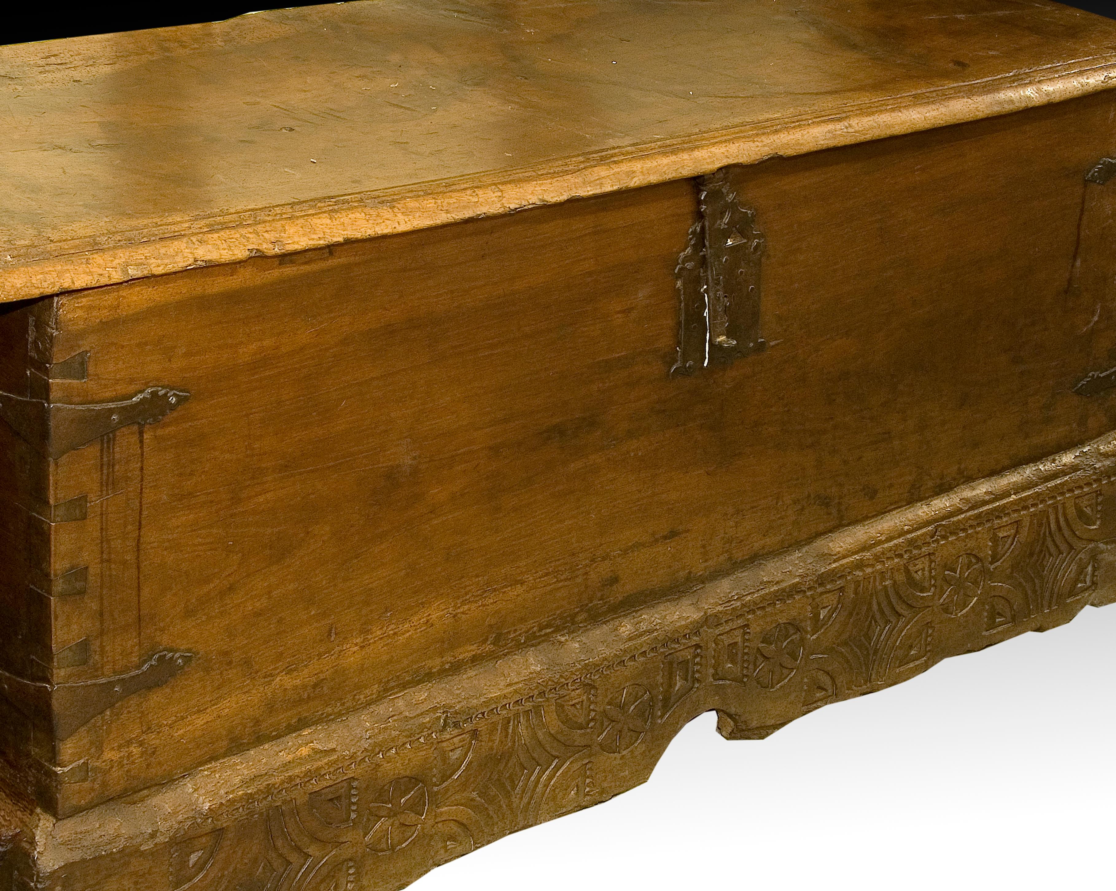 Spanish Burgalesan Chest, Walnut, Iron, Spain, 17th Century For Sale