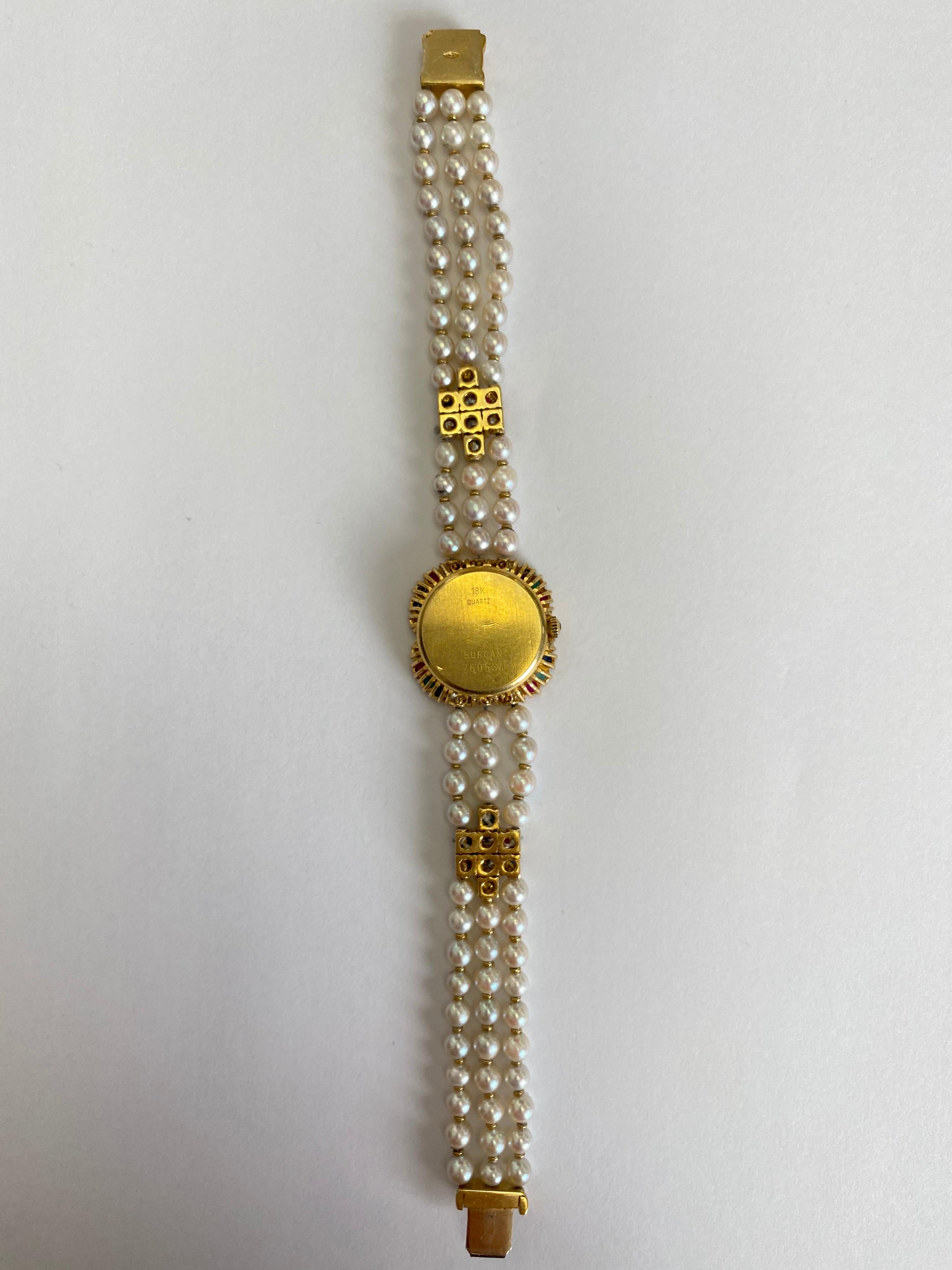Modern Burgan Genève Diamond & Pearl Watch