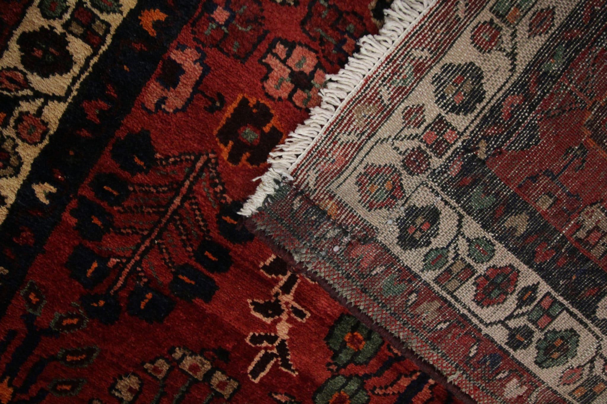 Persian Burgandy Runner Rug, Floral Vintage Wool Carpet Runner For Sale