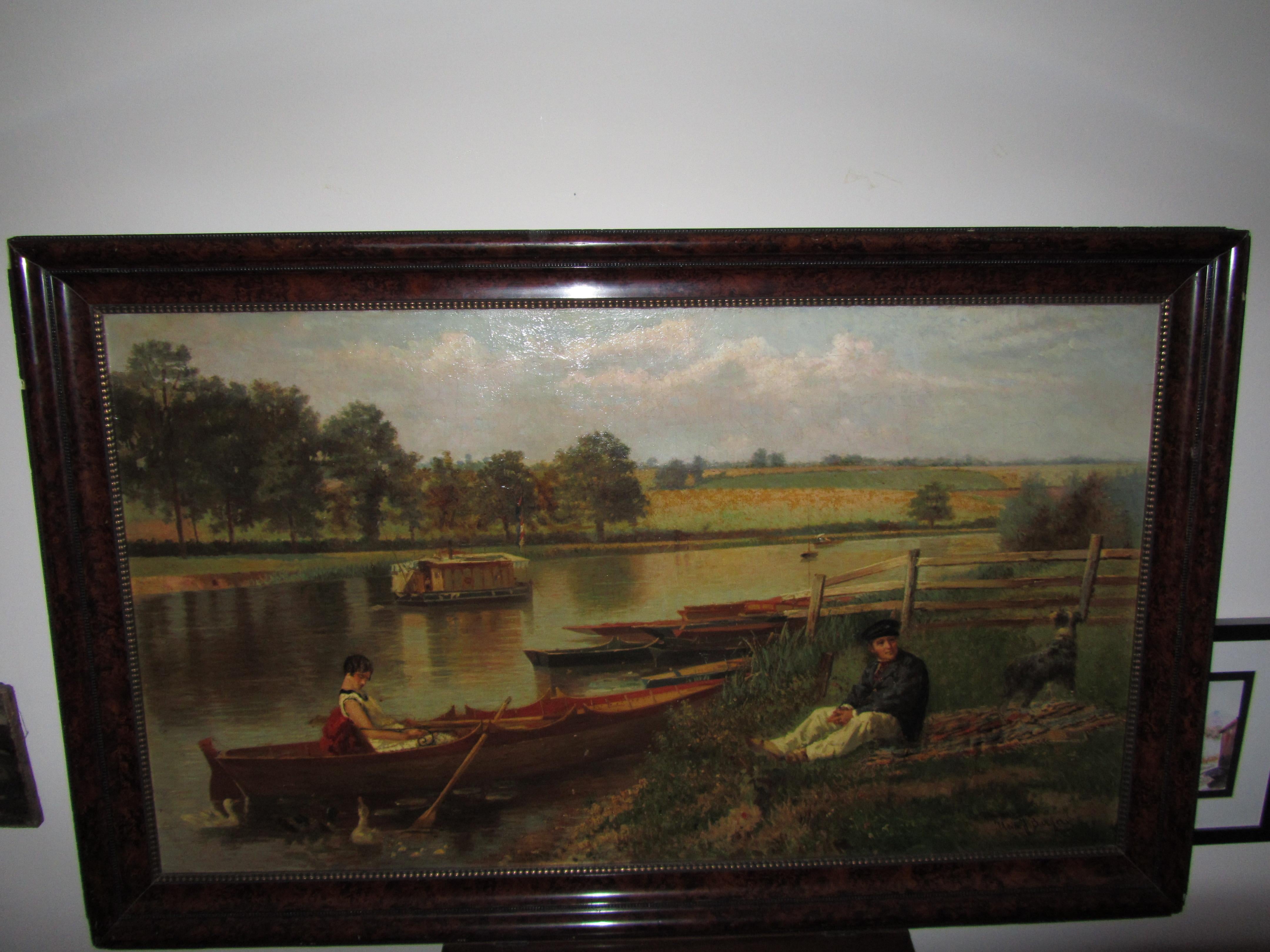 The Boating Party near Giverny, Öl auf Leinwand, unten rechts signiert – Painting von Burgers Hendricus Jacobus