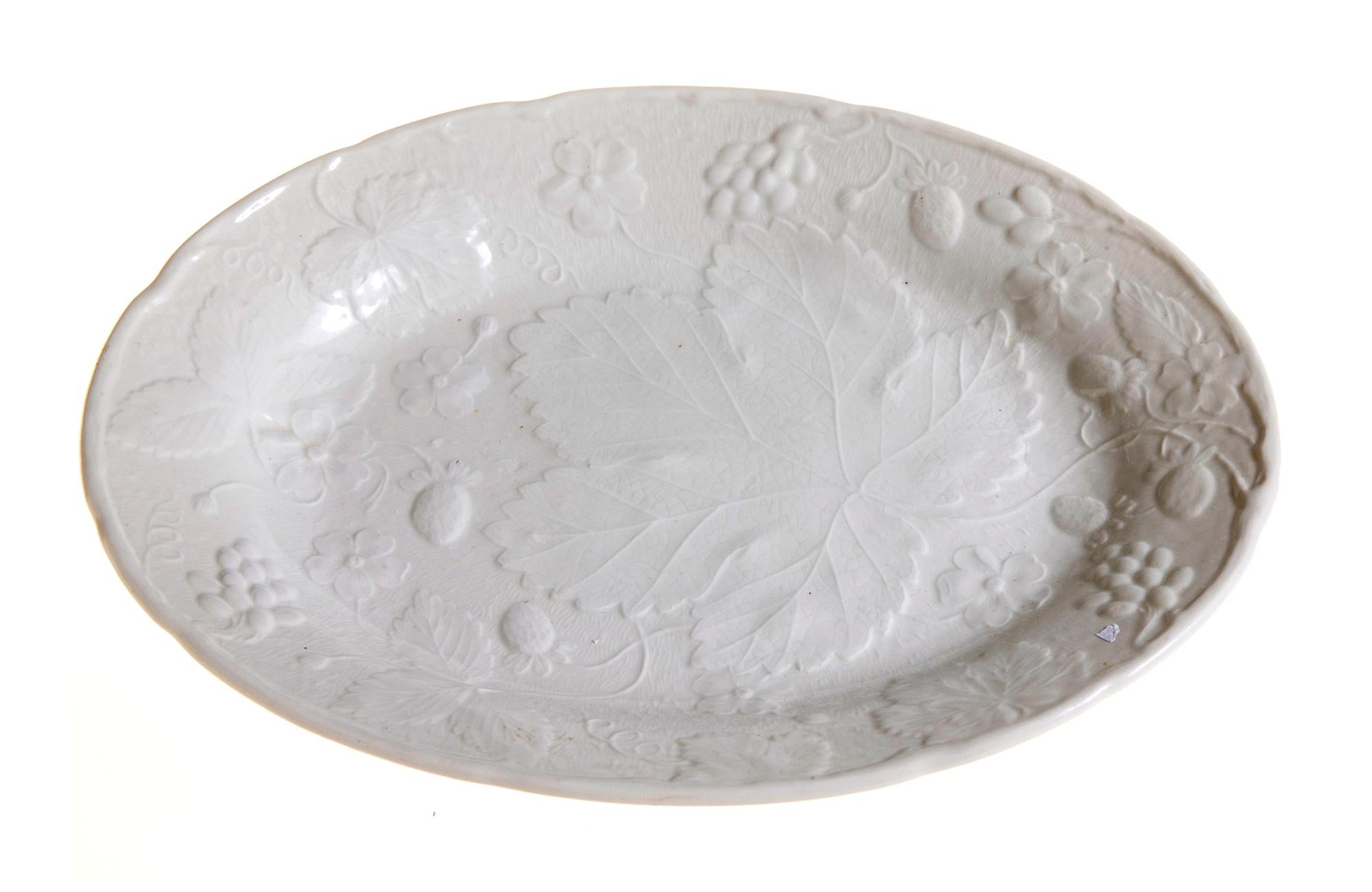 Burgess & Leigh English ironstone small platter in the Davenport pattern with strawberry and grape leaf design.