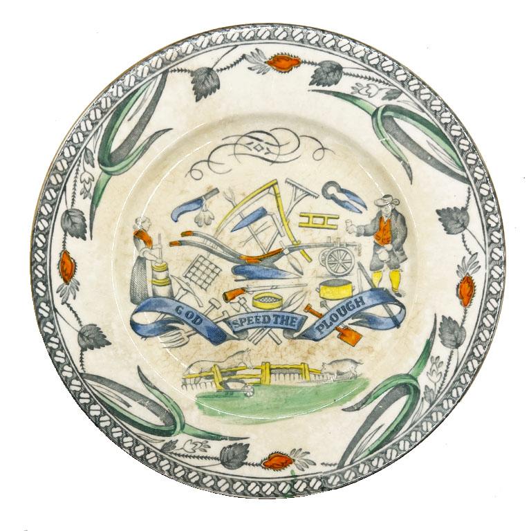 19th Century Burgess & Leigh Traditional English Farmers Arms Ceramic Bread Plates, Set of 3