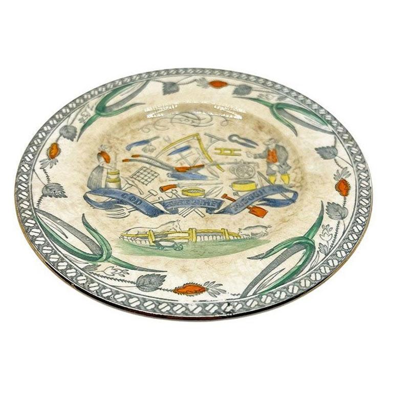 Gold Burgess & Leigh Traditional English Farmers Arms Ceramic Bread Plates, Set of 3