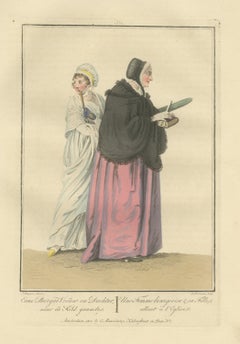 Burgher Woman and Daughter going to Church, Dutch Costume, 1811