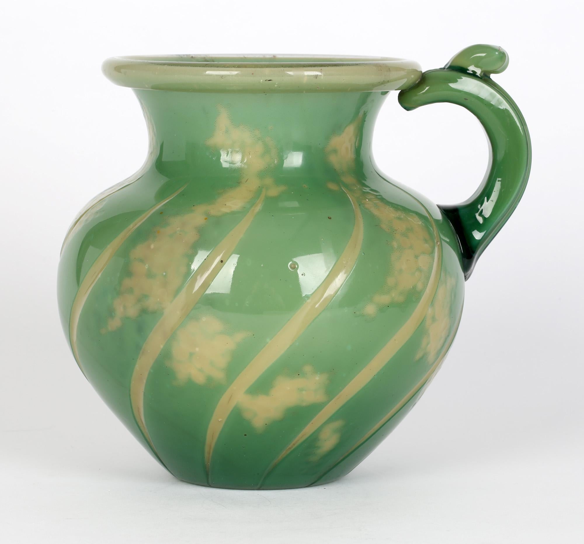 Burgin Schverer & Cie Unusual French Overlay Art Glass Handled Vase For Sale 4
