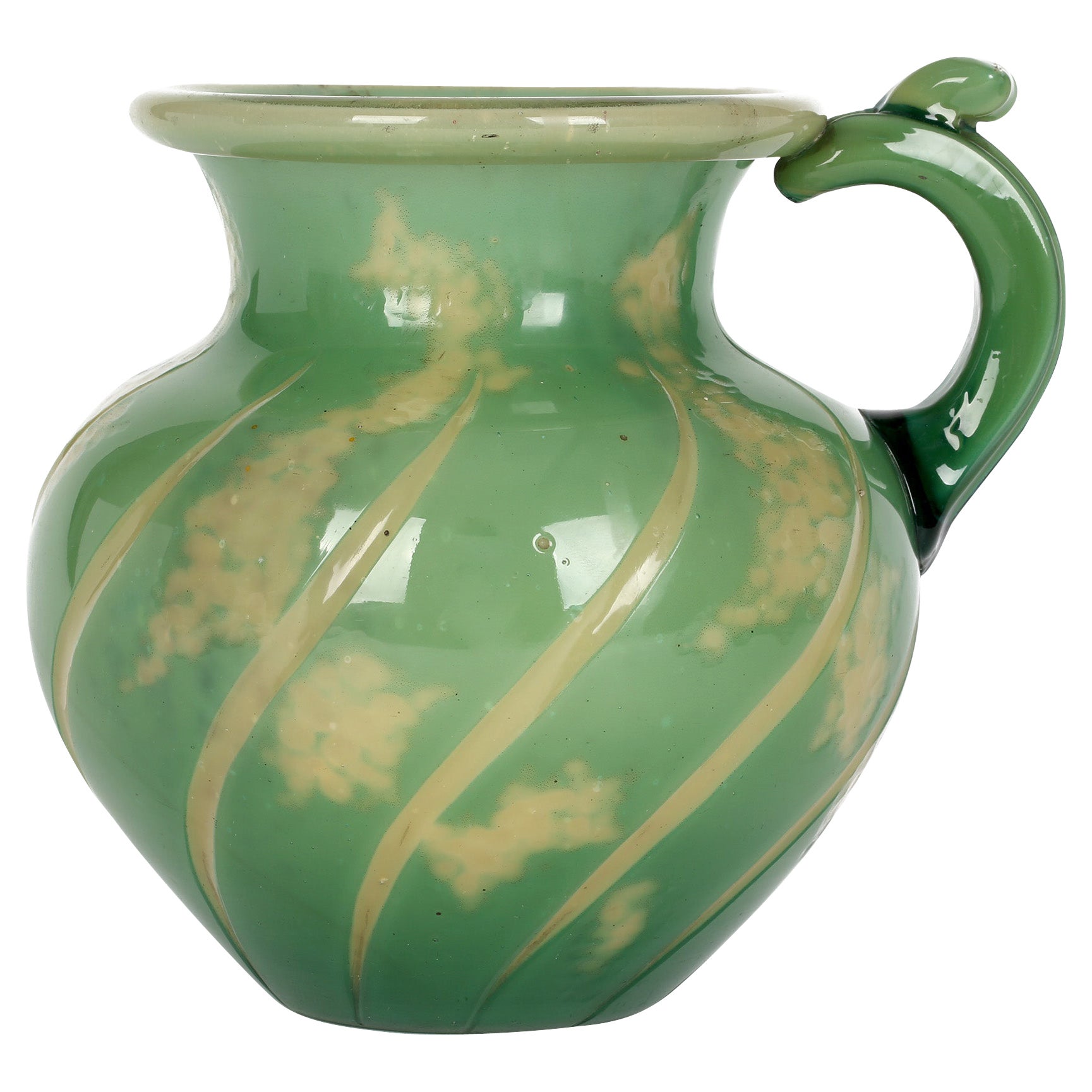 Burgin Schverer & Cie Unusual French Overlay Art Glass Handled Vase For Sale