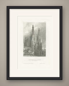Burgos Cathedral, Spain, Antique View of the Gothic West Front, circa 1850