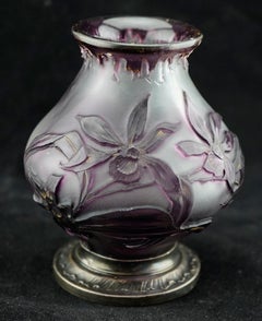 Burgun, Schverer and  Co Cameo Glass and Wheel Cut Vase on Silver Base.