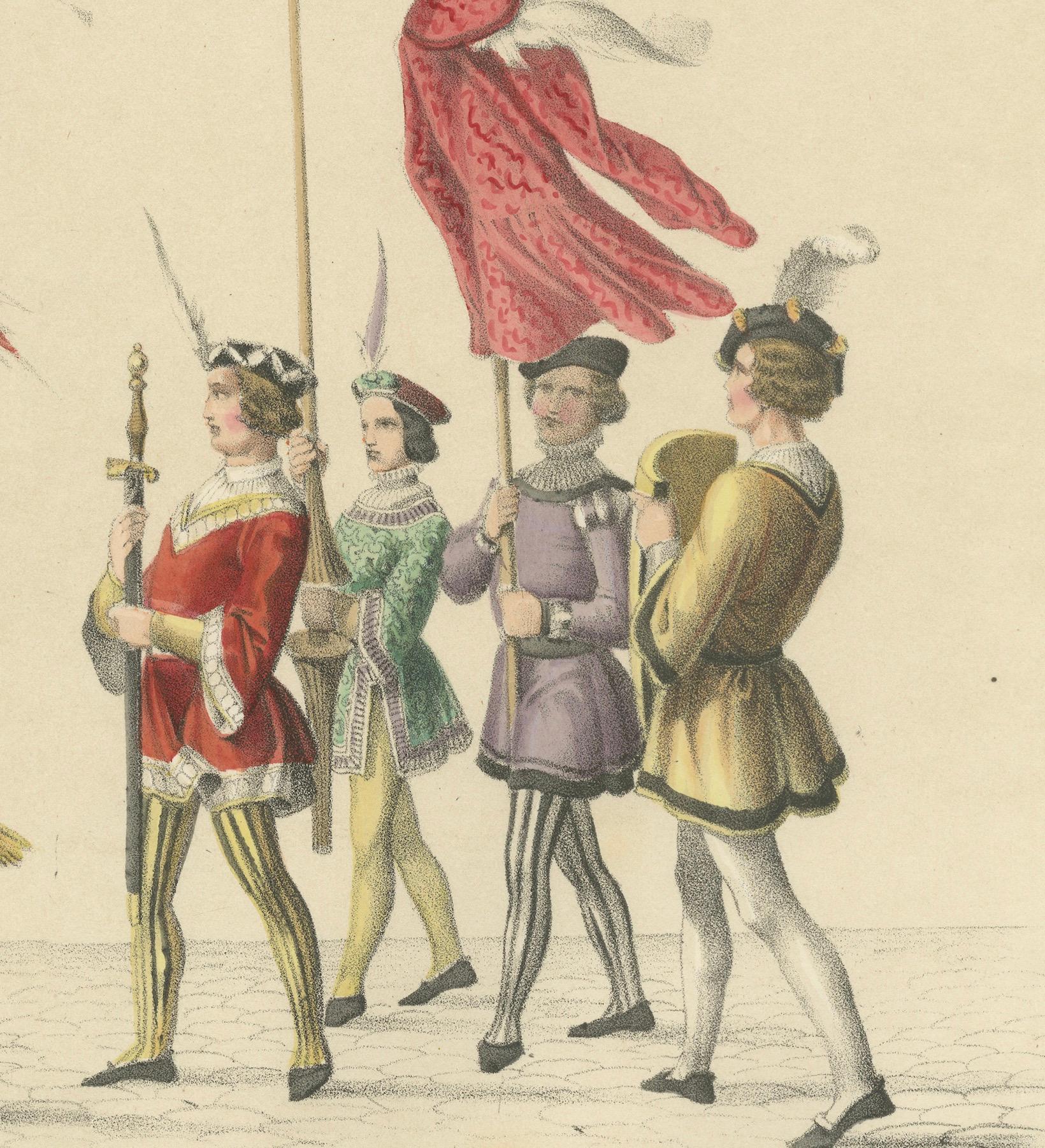 Burgundian Tribute – The Pageant of Noble Youth in Ceremonial Dress, 1855 In Good Condition For Sale In Langweer, NL