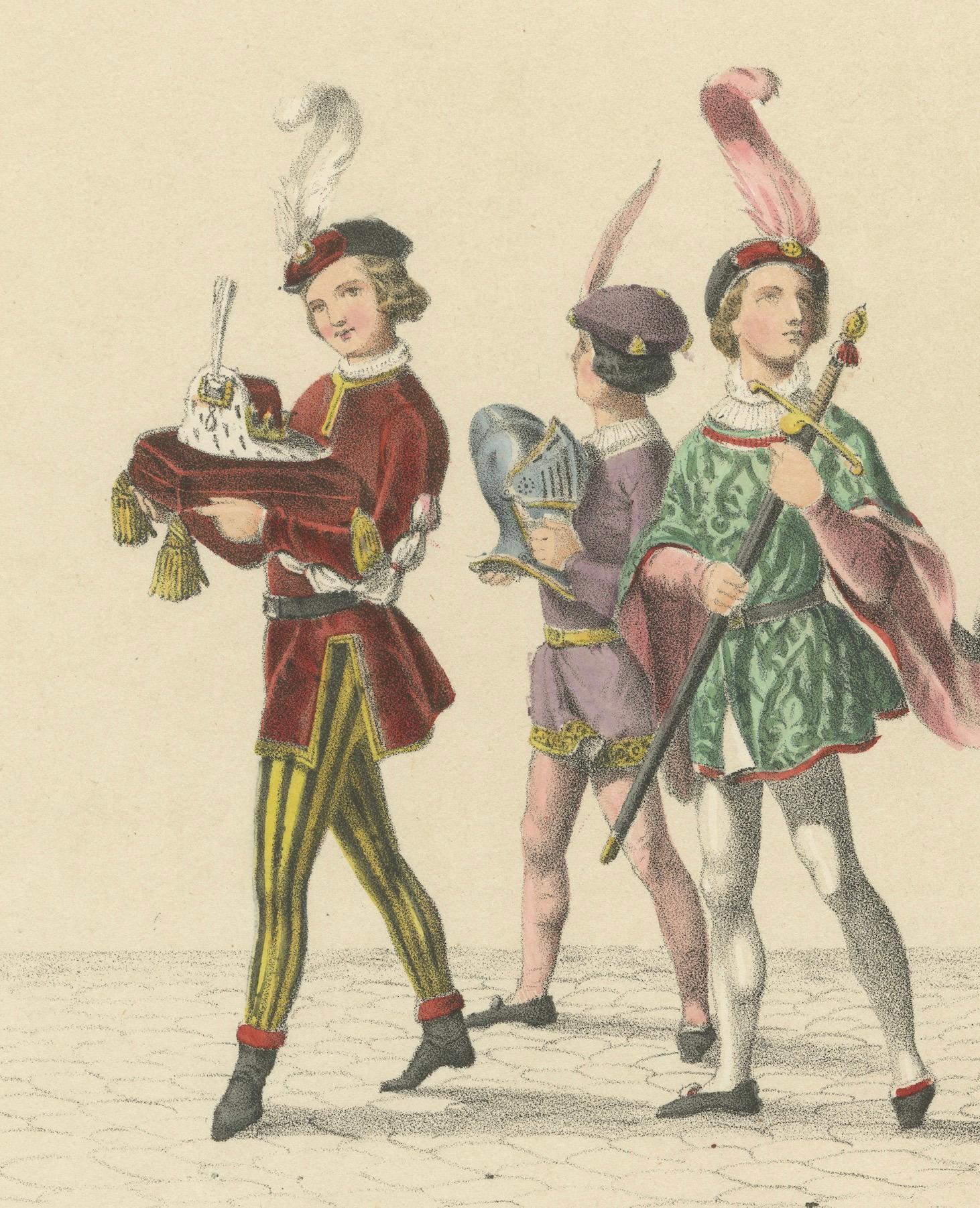 Paper Burgundian Tribute – The Pageant of Noble Youth in Ceremonial Dress, 1855 For Sale