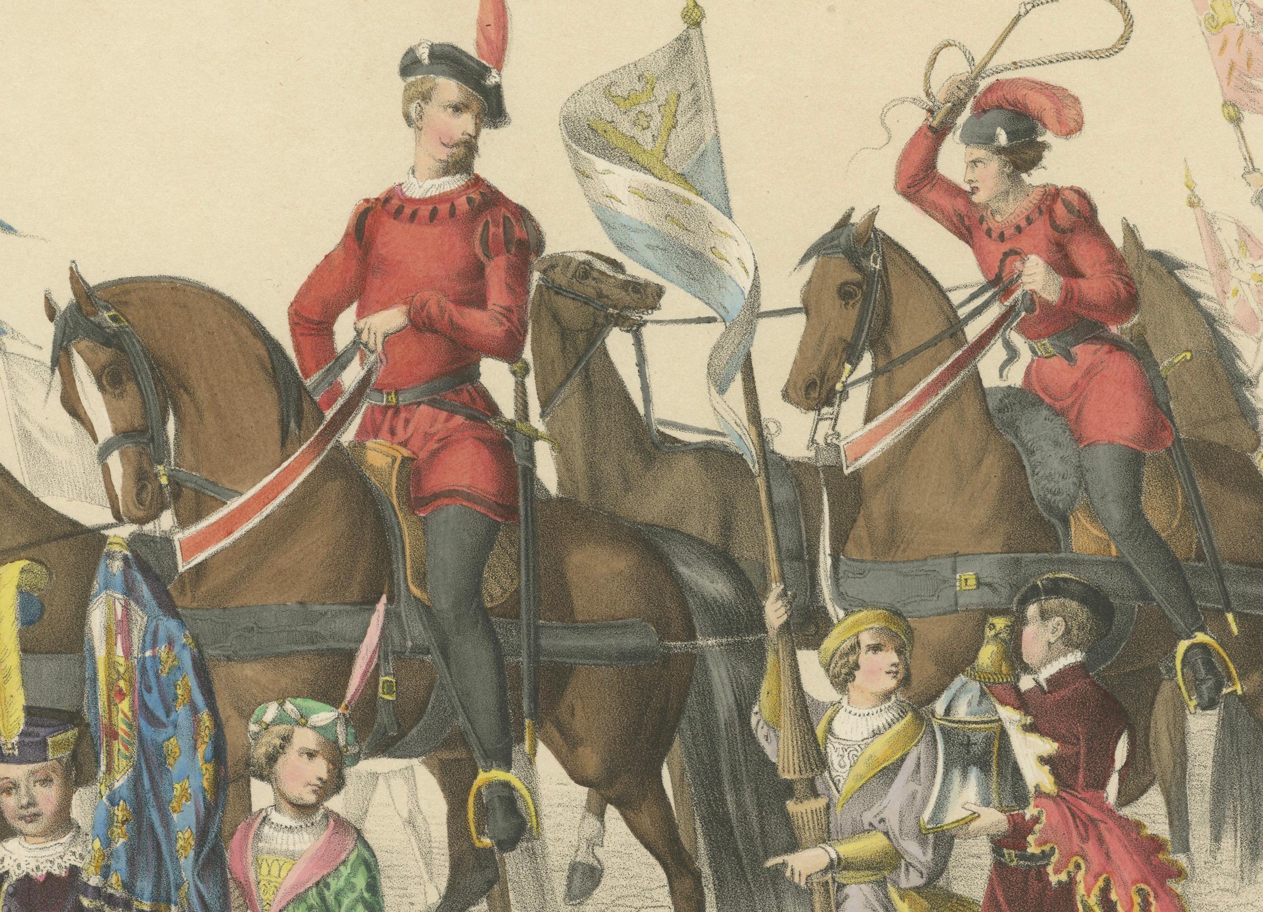 Burgundischer Triumph - The Grand Procession of Charles the Bold's Defeat, 1855 (Mittleres 19. Jahrhundert) im Angebot