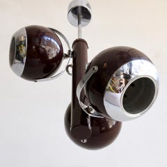 Burgundy and Chrome Atomic Pendant with Three Adjustable Shades