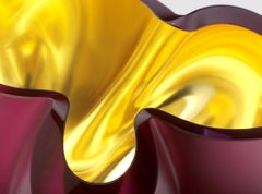 Burgundy and Gold Contemporary Glass Sculpture, Barbara Nanning