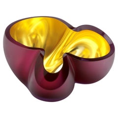 Burgundy and Gold Contemporary Glass Sculpture, Barbara Nanning