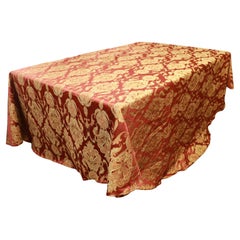 Burgundy and Gold Damask Rectangular Table Cloth