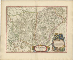 Burgundy Antique Blaeu Atlas Map of Burgundy and Franche-Comté, 1642