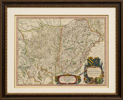Burgundy Antique Blaeu Atlas Map of Burgundy and Franche-Comté, 1642
