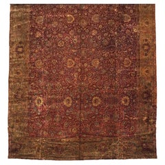 Tapis indien ancien bourgogne, vers 1900