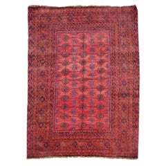 Burgundy Area Rug from Afghanistan, Colorful / 005