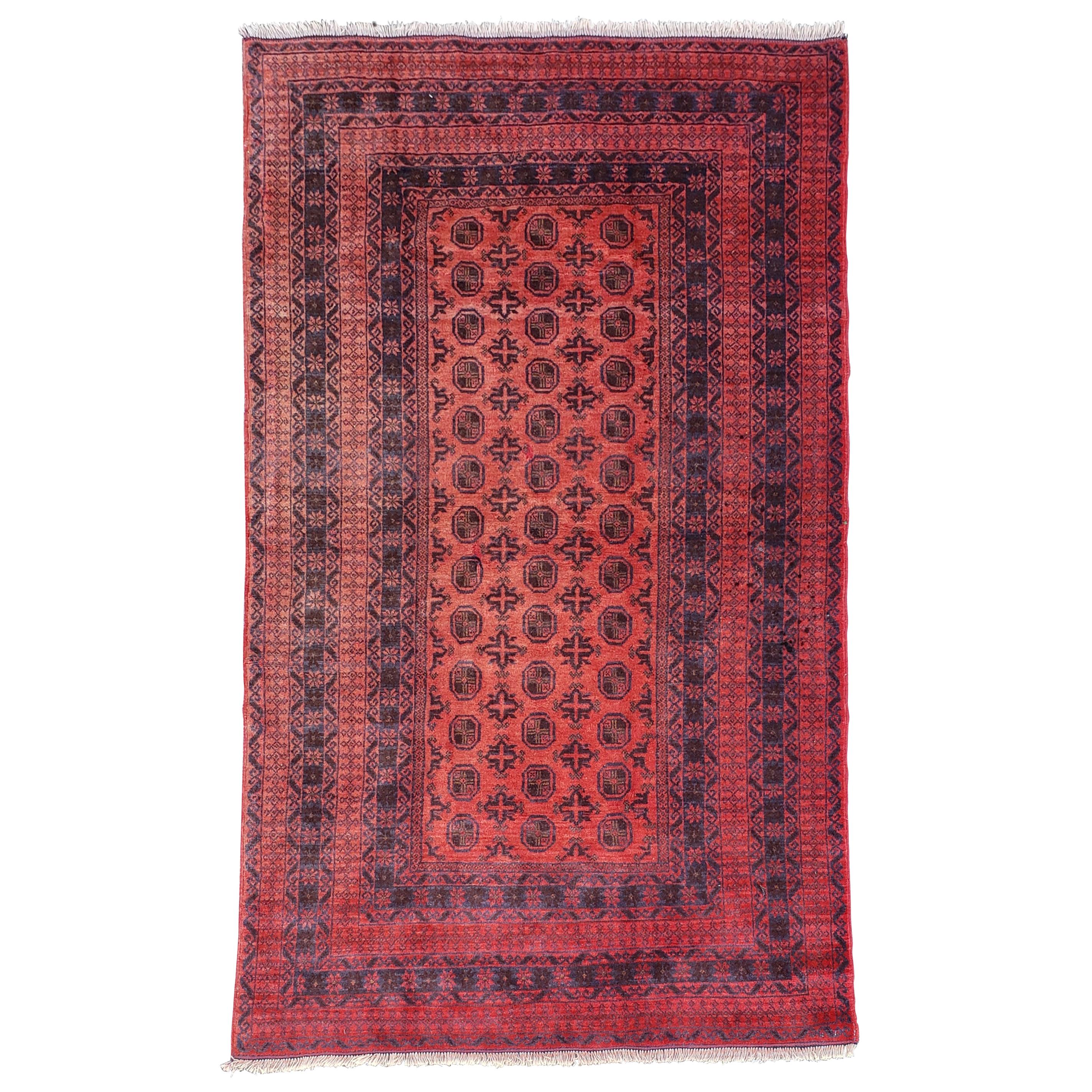 Burgundy Area Rug From Afghanistan, Colorful / 033 For Sale