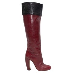 Burgundy & Black Miu Miu Knee-High Heeled Boots Size 36