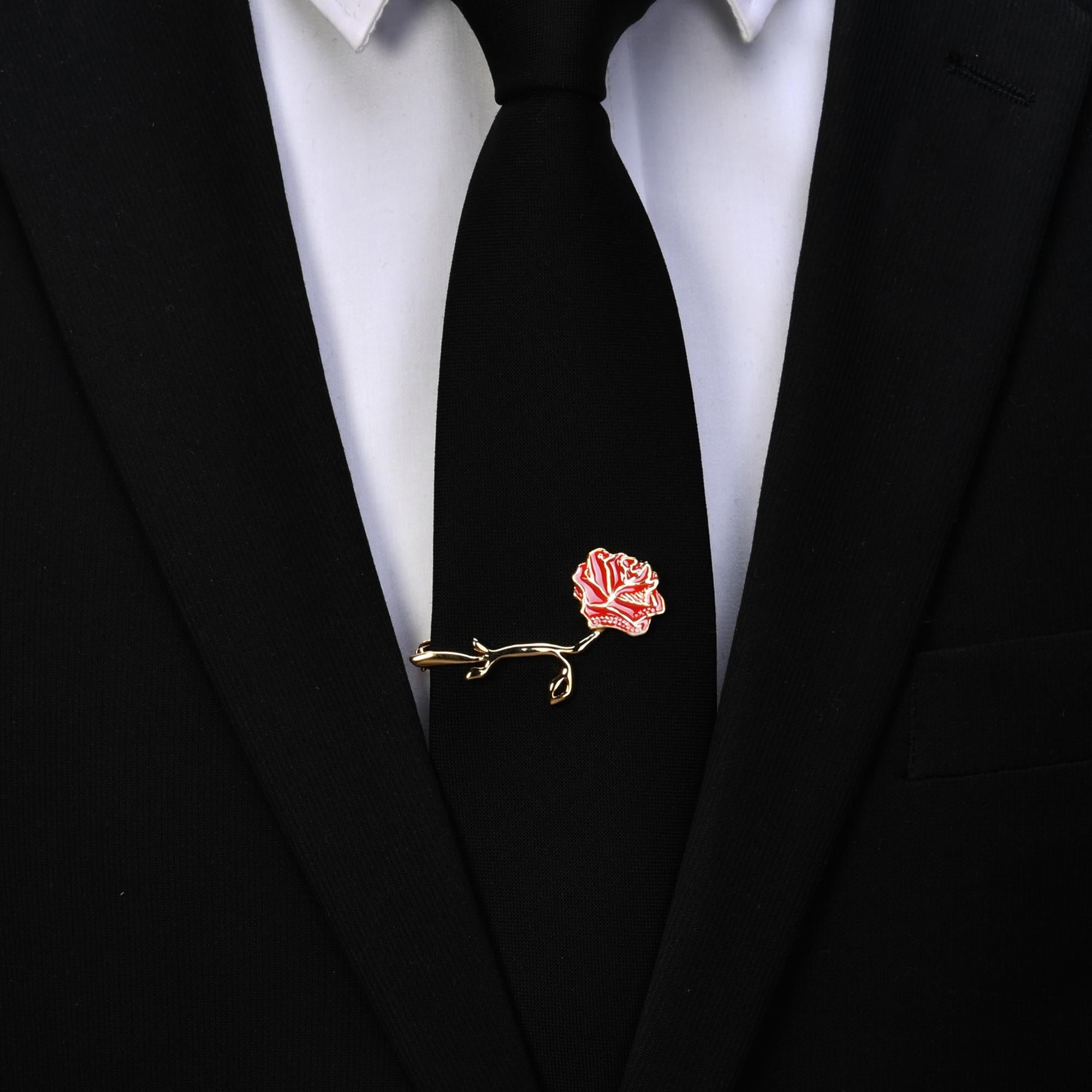 Krawattenklammer aus 24 Karat Gold in Burgunderrot mit glänzender Lackierung (Moderne) im Angebot