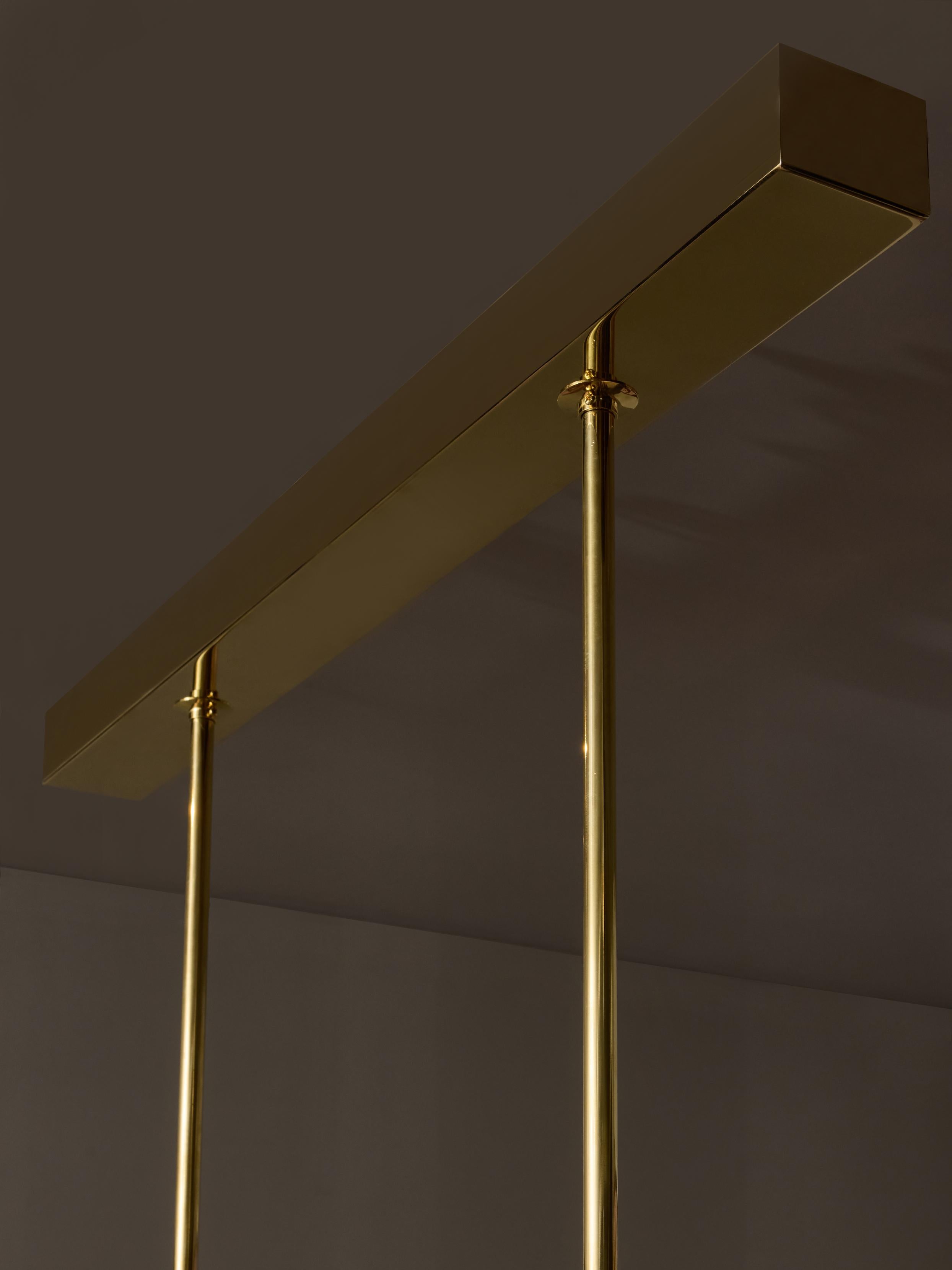 Brass Burgundy, Blush and Powder Pink Murano Glass Long Chandelier For Sale