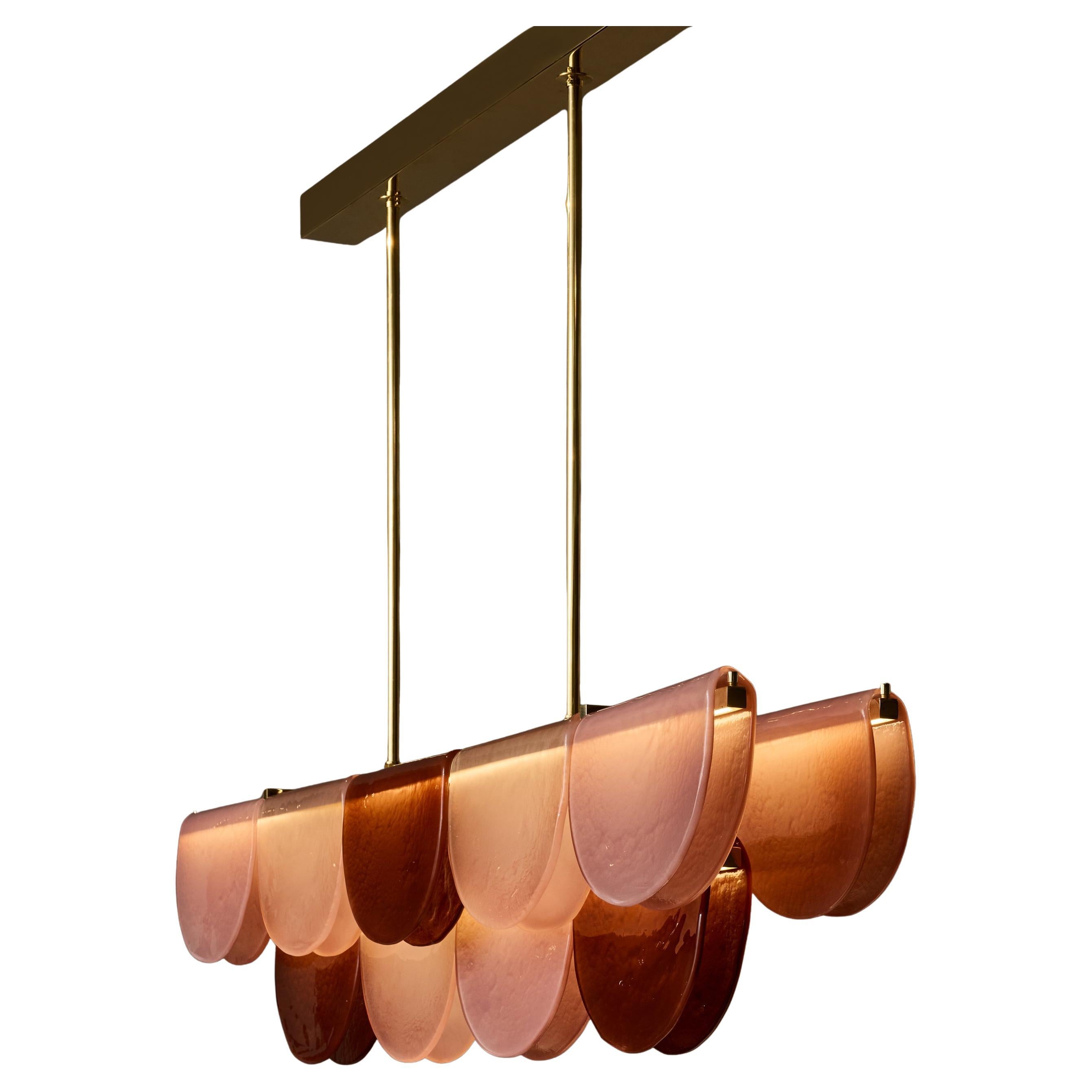 Burgundy, Blush and Powder Pink Murano Glass Long Chandelier