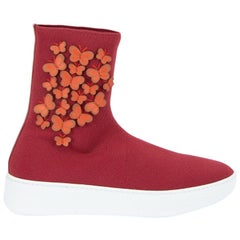 Burgundy Butterfly Detail Sock Trainers Size IT 39