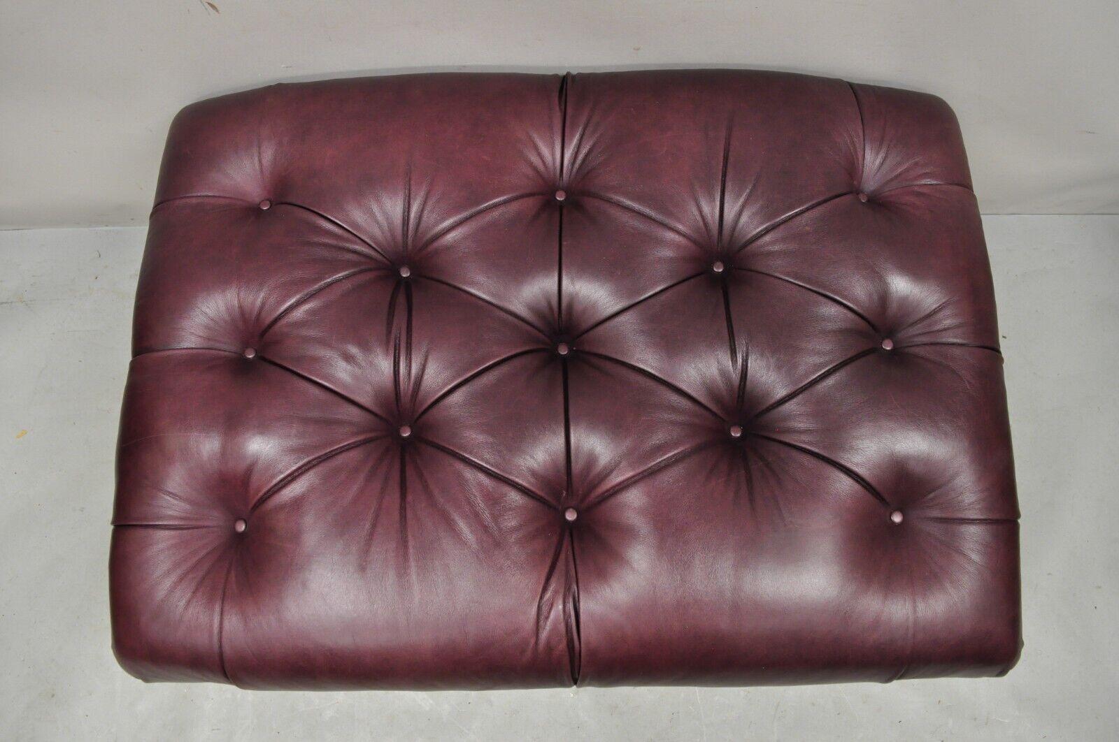 burgundy leather ottoman