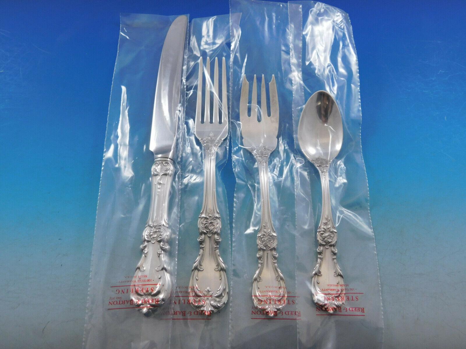 Burgundy by Reed and Barton Sterling Silver Flatware Set Service 123 Pieces New In Excellent Condition In Big Bend, WI