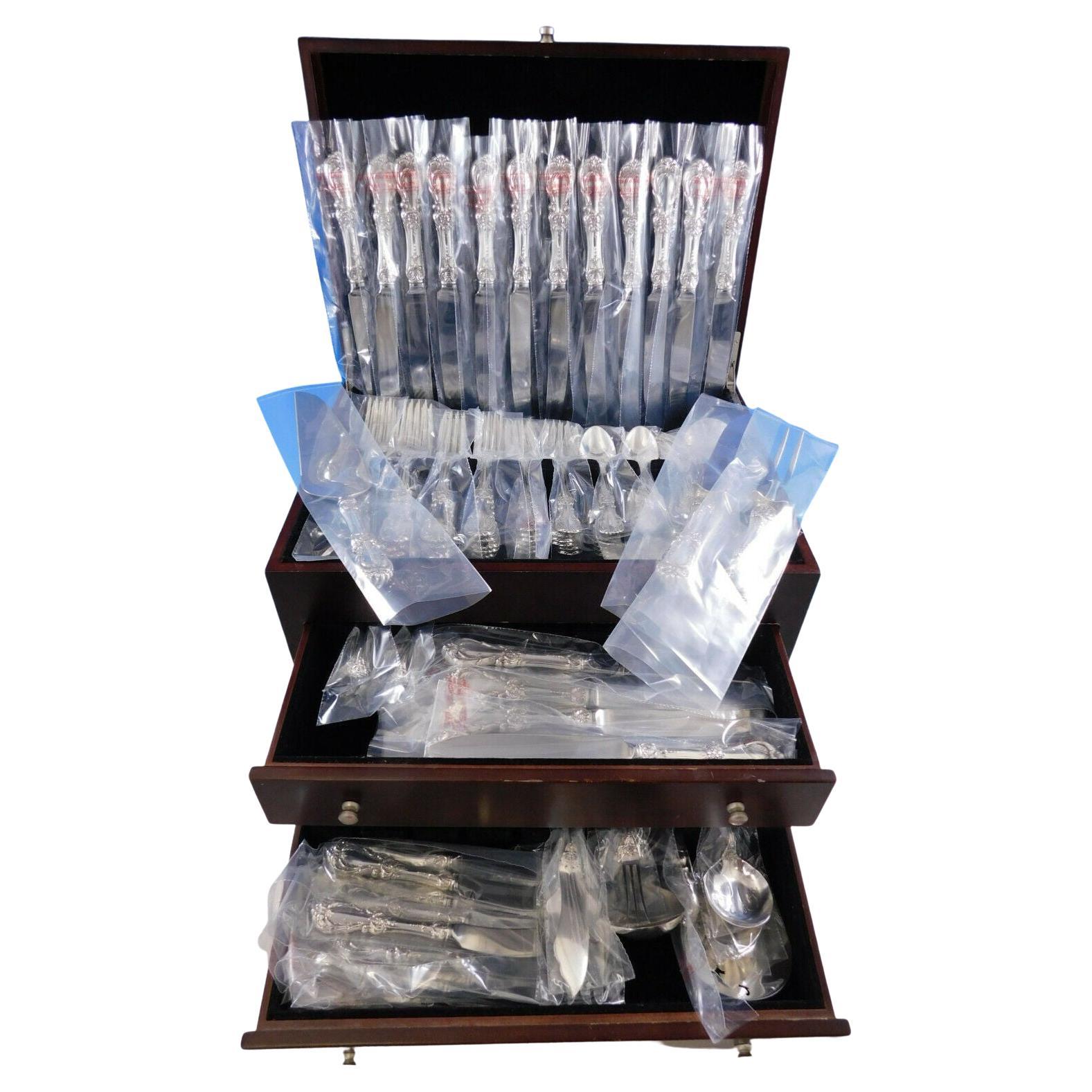 Burgundy by Reed and Barton Sterling Silver Flatware Set Service 123 Pieces New