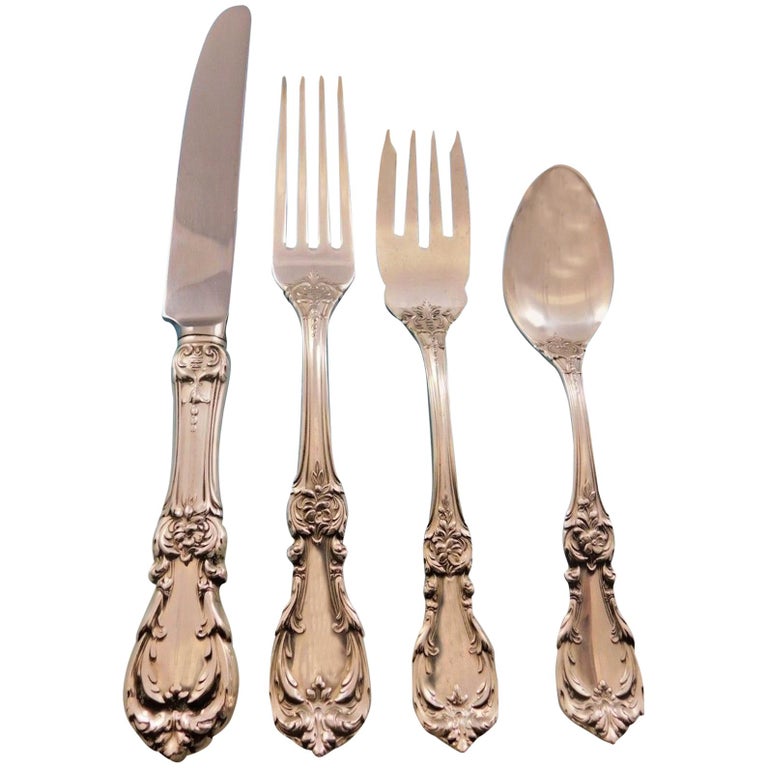 Burgundy by Reed & Barton Sterling Silver Flatware Set for 12 Service 48 Pieces For Sale