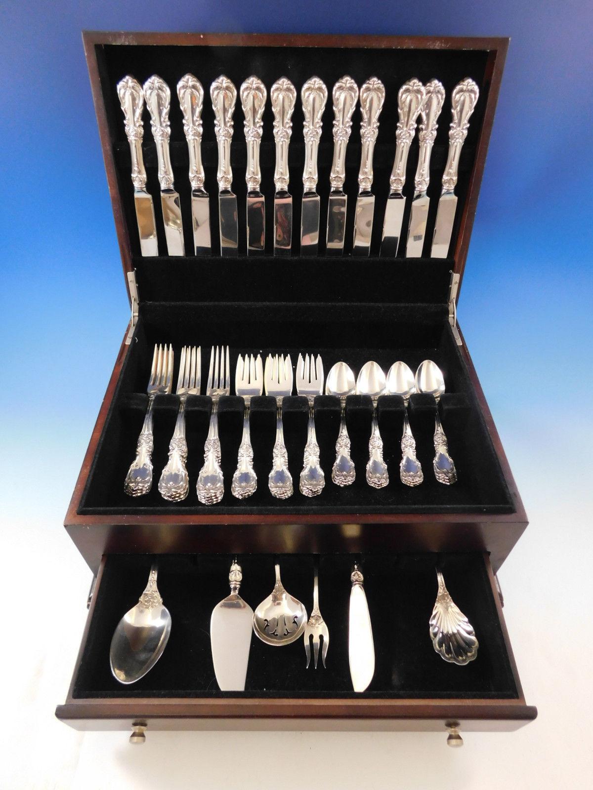 Burgundy by Reed & Barton sterling silver flatware set - 54 pieces. This set includes:

12 knives, 8 1/2