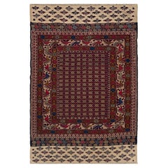 Burgundy & Camel Armenian Soumak • Vintage Caucasian Rug / Wall Art • 1950s